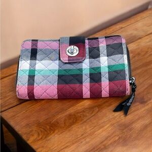 Vera Bradley RFID Ribbons Plaid Turn Lock Women's Wallet.